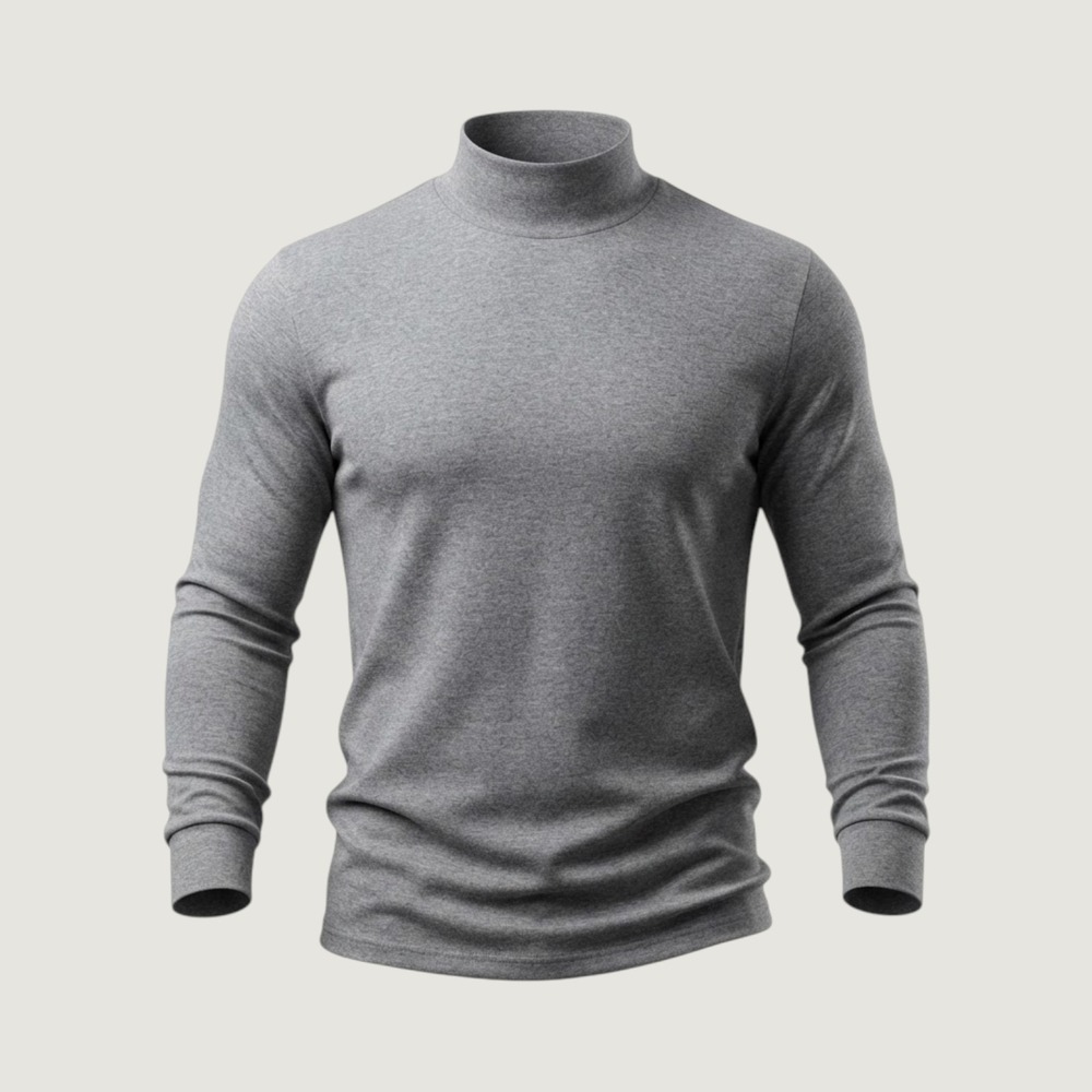 Claybrooke Mens Gray 100% Cotton Long Sleeve Turtleneck Shirt Medium Portugal